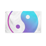 Purple And Blue Yin Yang Print Polyester Flag