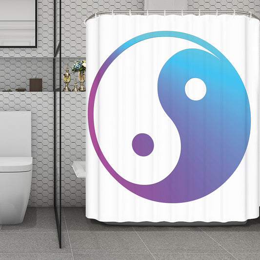 Purple And Blue Yin Yang Print Polyester Shower Curtain