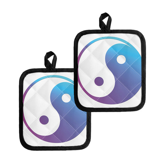 Purple And Blue Yin Yang Print Pot Holders