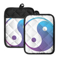Purple And Blue Yin Yang Print Pot Holders With Pocket