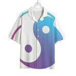 Purple And Blue Yin Yang Print Rayon Hawaiian Shirt