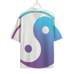 Purple And Blue Yin Yang Print Rayon Hawaiian Shirt