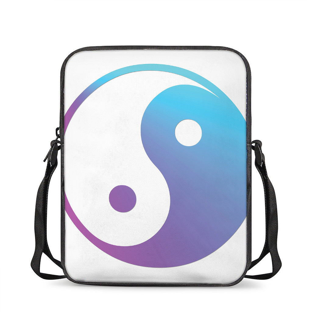 Purple And Blue Yin Yang Print Rectangular Crossbody Bag