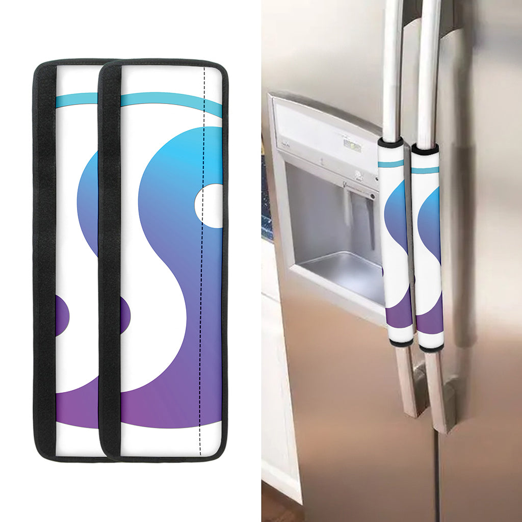 Purple And Blue Yin Yang Print Refrigerator Handle Covers