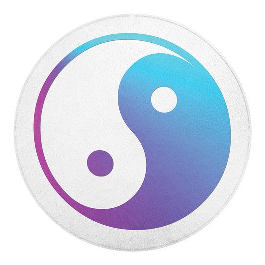 Purple And Blue Yin Yang Print Round Blanket
