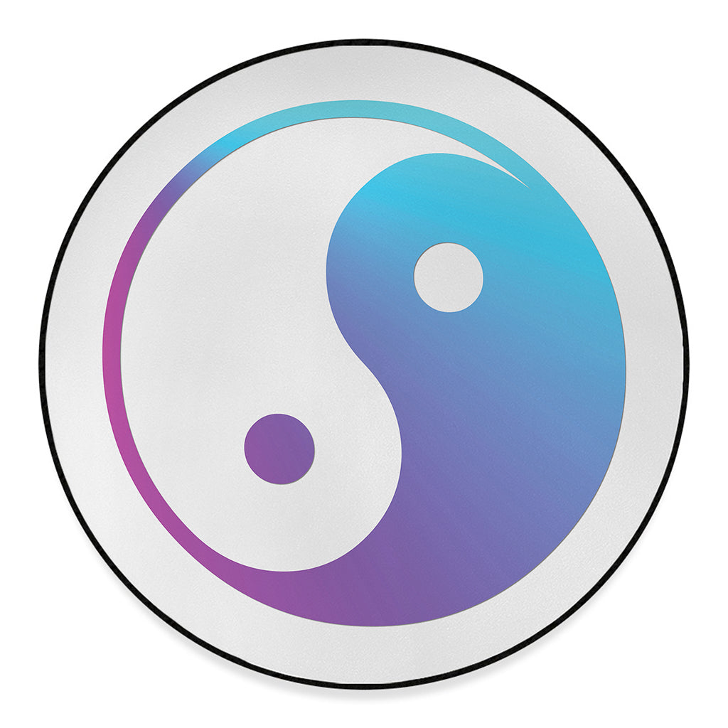 Purple And Blue Yin Yang Print Round Floor Mat
