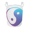 Purple And Blue Yin Yang Print Round Laundry Basket