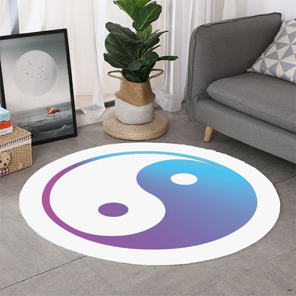 Purple And Blue Yin Yang Print Round Rug