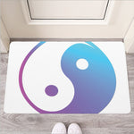 Purple And Blue Yin Yang Print Rubber Doormat