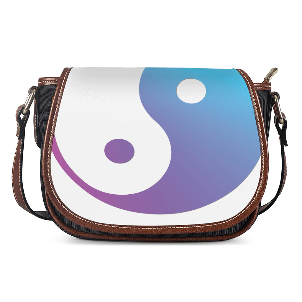 Purple And Blue Yin Yang Print Saddle Bag