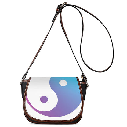 Purple And Blue Yin Yang Print Saddle Bag