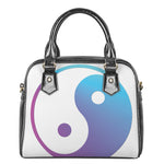 Purple And Blue Yin Yang Print Shoulder Handbag