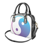 Purple And Blue Yin Yang Print Shoulder Handbag