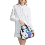 Purple And Blue Yin Yang Print Shoulder Handbag