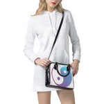 Purple And Blue Yin Yang Print Shoulder Handbag
