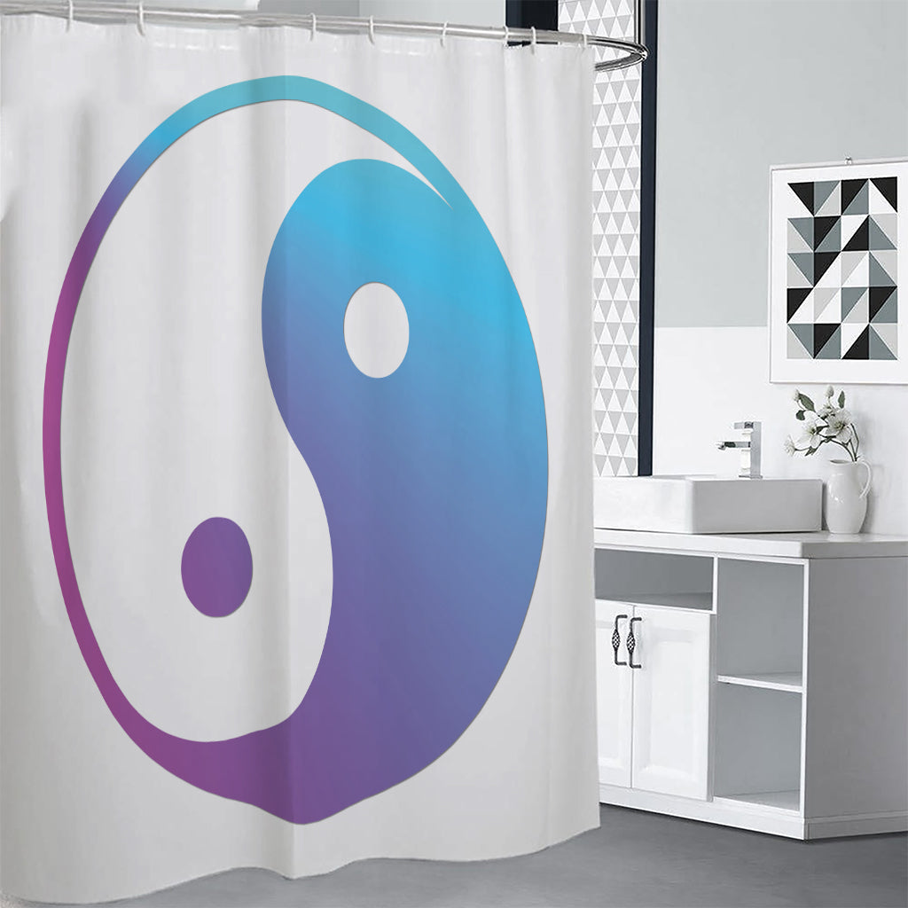 Purple And Blue Yin Yang Print Shower Curtain
