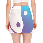 Purple And Blue Yin Yang Print Side Slit Mini Skirt