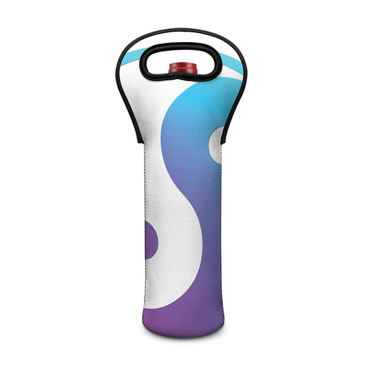 Purple And Blue Yin Yang Print Single Neoprene Wine Tote
