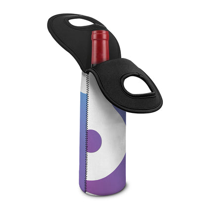 Purple And Blue Yin Yang Print Single Neoprene Wine Tote
