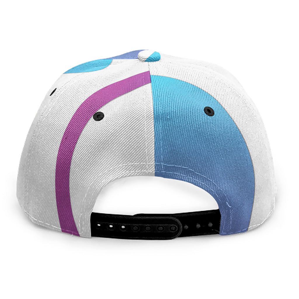 Purple And Blue Yin Yang Print Snapback Cap