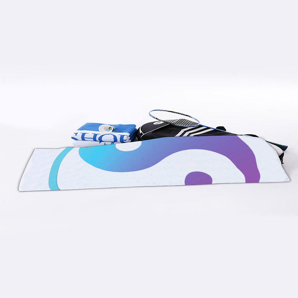Purple And Blue Yin Yang Print Sports Towel