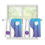 Purple And Blue Yin Yang Print Tier Curtains
