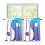 Purple And Blue Yin Yang Print Tier Curtains
