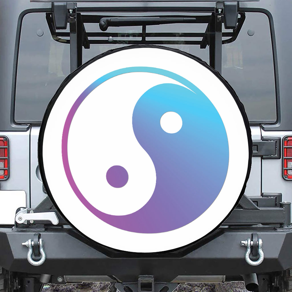 Purple And Blue Yin Yang Print Tire Cover