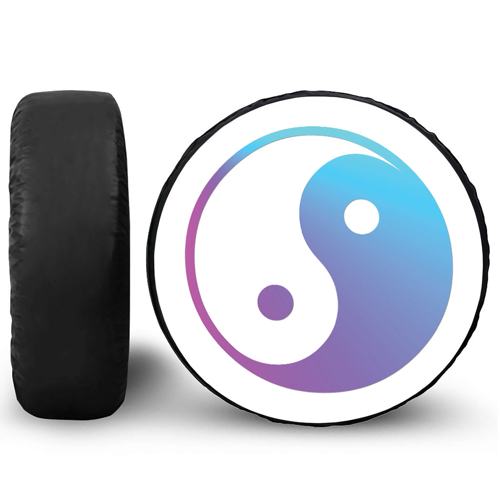 Purple And Blue Yin Yang Print Tire Cover