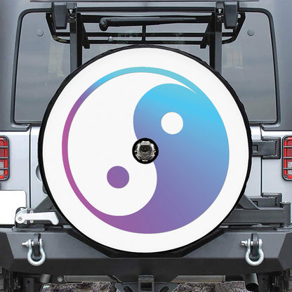 Purple And Blue Yin Yang Print Tire Cover With Camera Hole