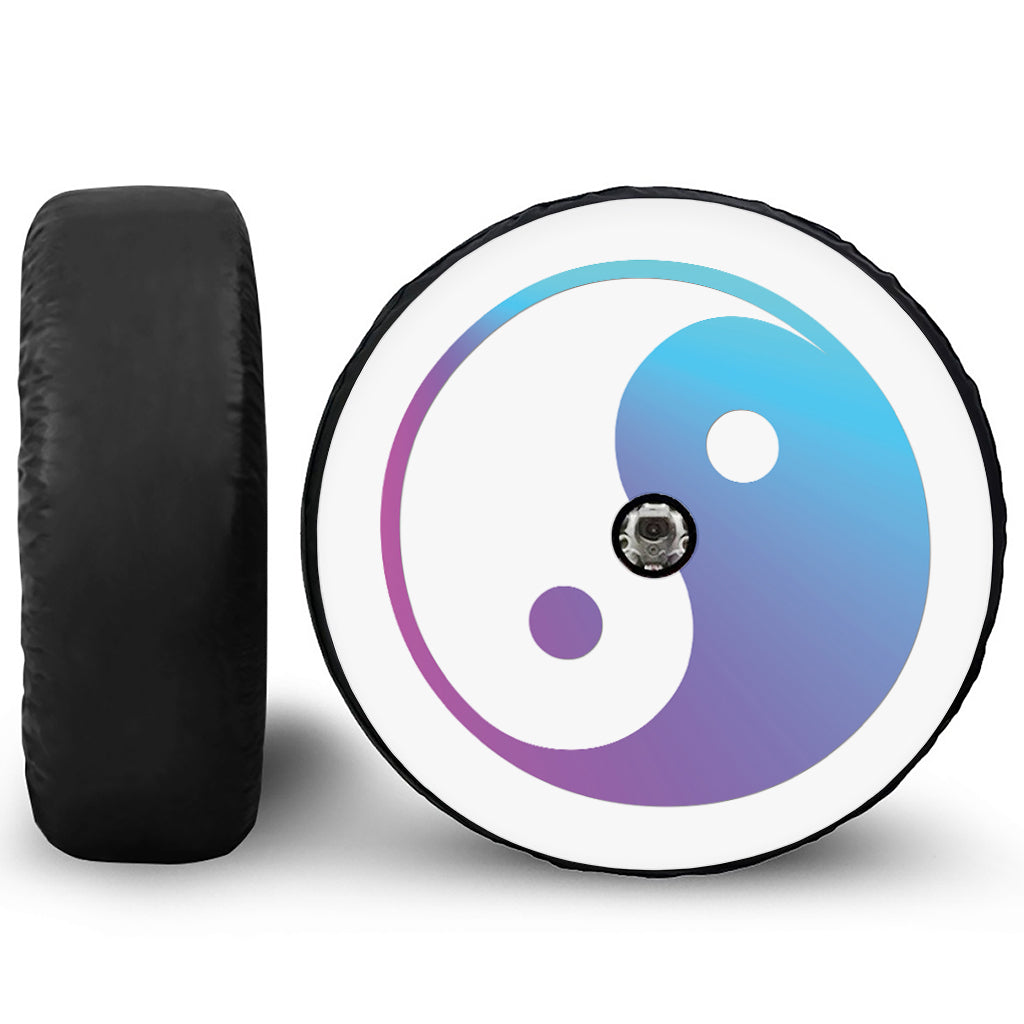 Purple And Blue Yin Yang Print Tire Cover With Camera Hole
