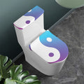 Purple And Blue Yin Yang Print Toilet Lid And Tank Cover Set