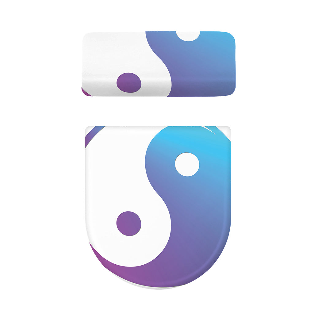 Purple And Blue Yin Yang Print Toilet Lid And Tank Cover Set