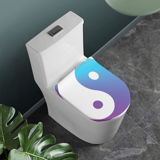 Purple And Blue Yin Yang Print Toilet Lid Cover