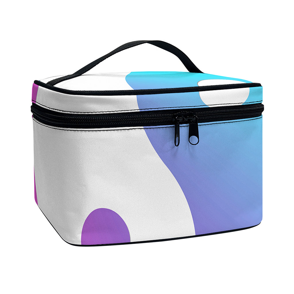 Purple And Blue Yin Yang Print Travel Makeup Bag