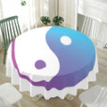 Purple And Blue Yin Yang Print Waterproof Round Tablecloth