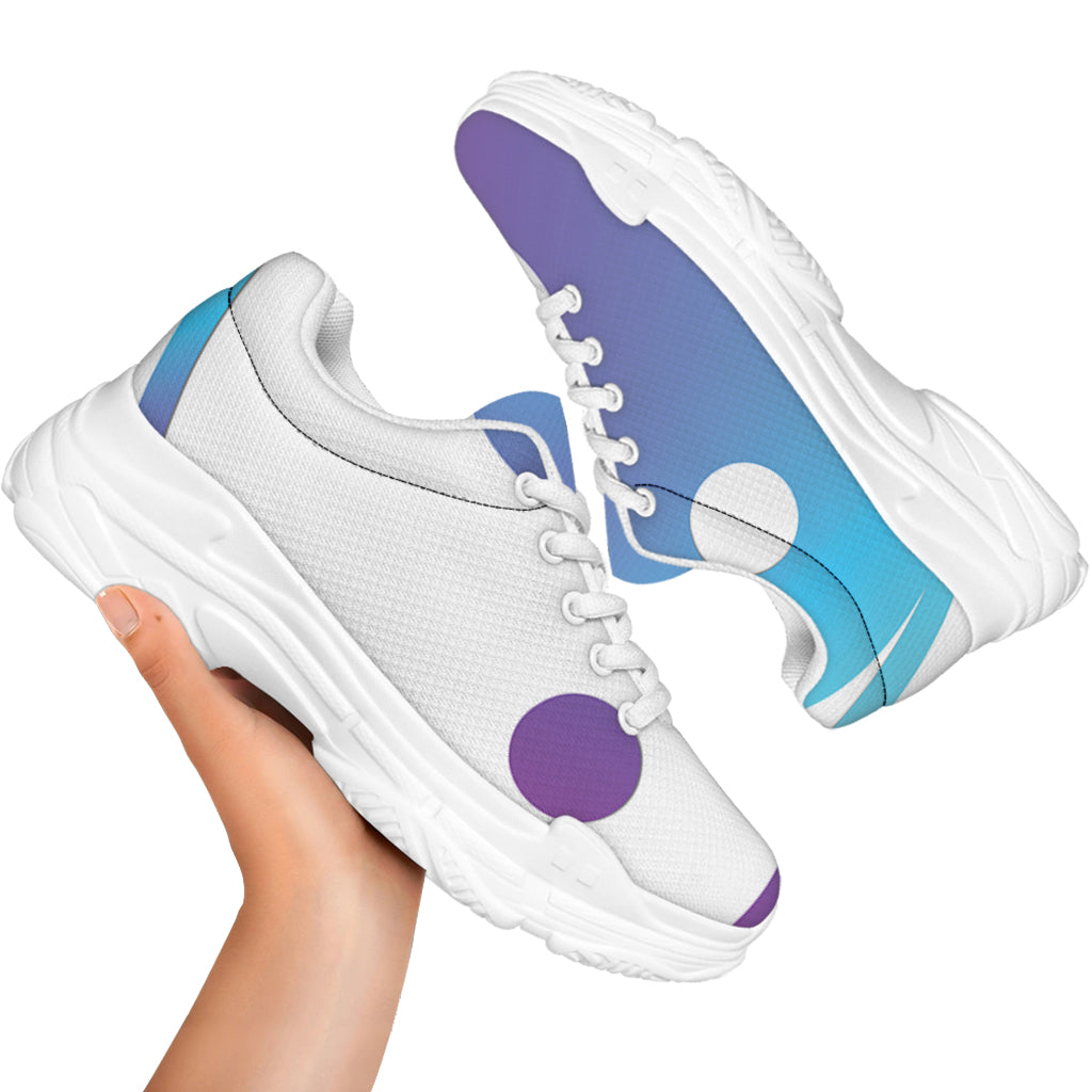 Purple And Blue Yin Yang Print White Chunky Shoes