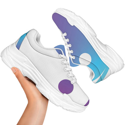 Purple And Blue Yin Yang Print White Chunky Shoes
