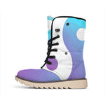 Purple And Blue Yin Yang Print Winter Boots