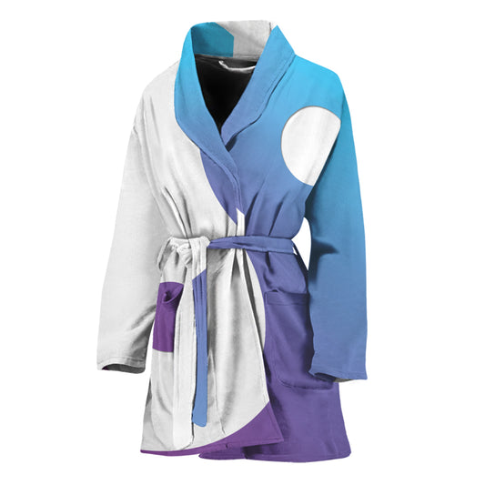 Purple And Blue Yin Yang Print Women's Bathrobe