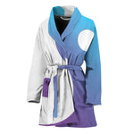 Purple And Blue Yin Yang Print Women's Bathrobe