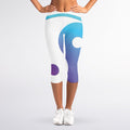 Purple And Blue Yin Yang Print Women's Capri Leggings