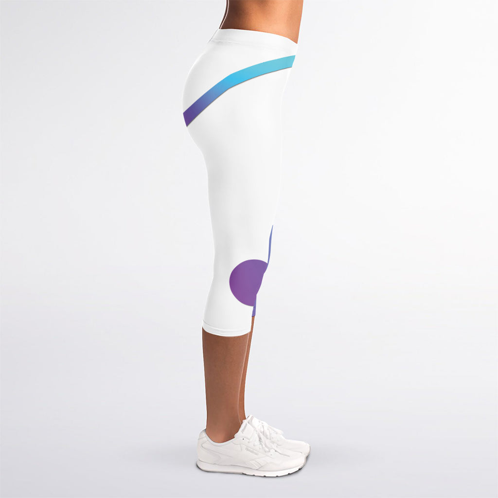 Purple And Blue Yin Yang Print Women's Capri Leggings