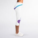 Purple And Blue Yin Yang Print Women's Capri Leggings