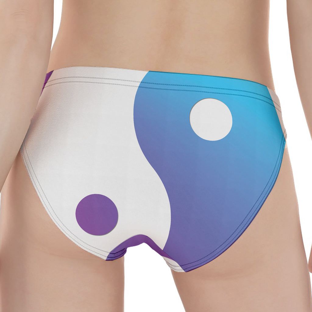 Purple And Blue Yin Yang Print Women's Panties