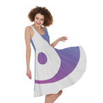 Purple And Blue Yin Yang Print Women's Sleeveless Dress