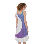 Purple And Blue Yin Yang Print Women's Sleeveless Dress