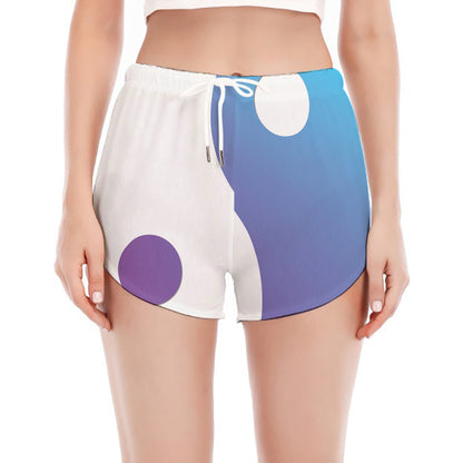 Purple And Blue Yin Yang Print Women's Split Running Shorts