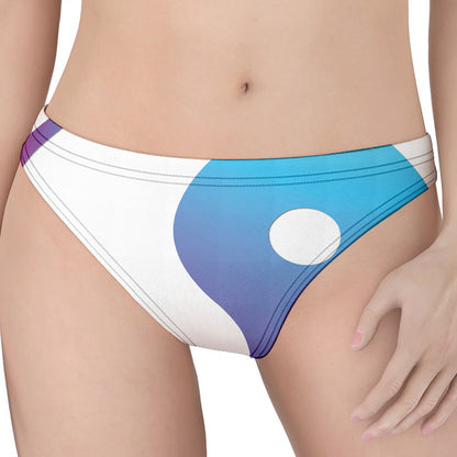 Purple And Blue Yin Yang Print Women's Thong
