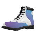 Purple And Blue Yin Yang Print Padded Collar Lace Up Boots